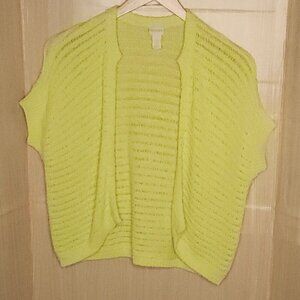 Chico's Neon Yellow Open Front Cardigan Sweater Medium
